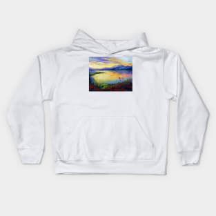 Flowers at the mountain lake Kids Hoodie